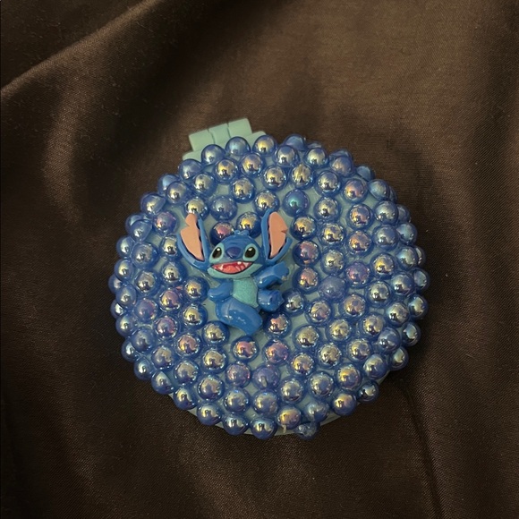 Disney Other - Blue Stitch Beaded Hair Compact Brush